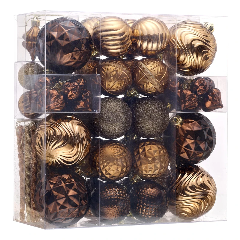 Valery Madelyn 100ct Christmas Tree Decorations Ball Ornament Set, Bronze Copper Brown Gold Shatterproof Hanging Ornaments Bulk for Valentines Mardi Gras St. Patrick's Day Xmas Holiday Party Decor