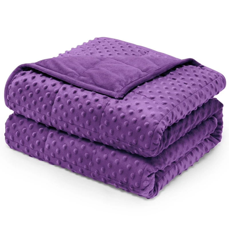 Wemore Minky Weighted Blanket for Adults 15 lbs Twin Size 48"x72" Purple