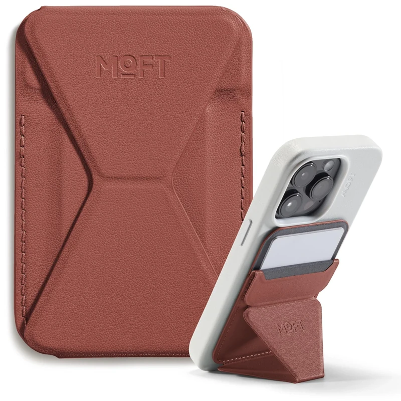 MOFT MagSafe Wallet Stand for iPhone 17/16/15/14/13/12 Series Compatible with MagSafe, MOVAS Vegan Leather Magnetic Phone Stand with 3 Viewing Angles, 2 Cards Holder
