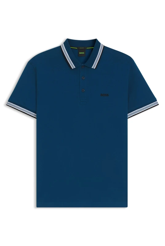 BOSS Mens Paddy Contrast-Logo Paddy Polo Shirt in Cotton piqué
