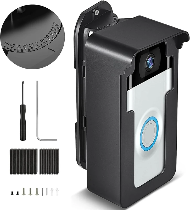 Adjustable Doorbell Angle Mount BITIWEND 45 to 135 Degree, Doorbell Bracket Compatible with Video Doorbell 4/3 Plus/3/2/1(2020-2021 Release/ Pro-Pro2), Doorbell Wall Holder with Rain Cover