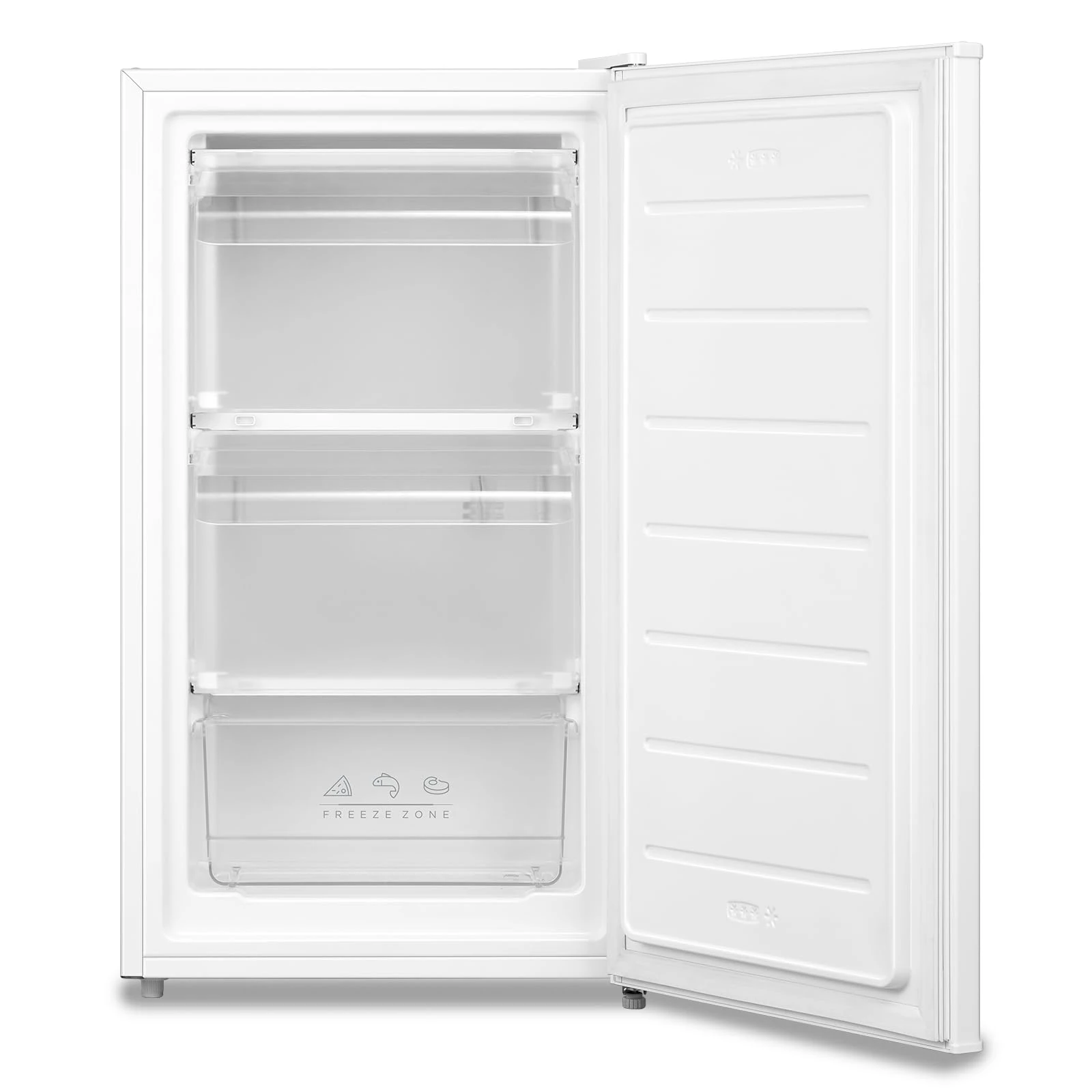 COMFEE' RCU60WH2(E) 60 Litre Freestanding Under Counter, 48cm Upright Freezer Adjustable Thermostat, Reversible Door, 4 Star Freezer Rating Drawer, White