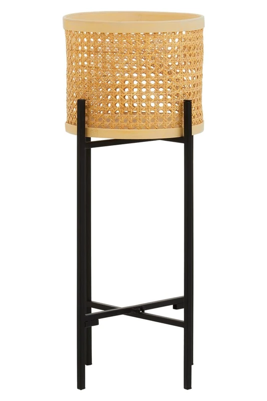 Premier Housewares Create A Charming And Artisanal Touch to Your Decor Elevate Your Living Space Organic Elegance Small Planter Natural Living Rattan with Sleek Black Metal Cross Base 26x58x26