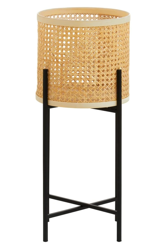 Premier Housewares Large Planter Natural Rattan with Black Sleek Metal Base for Organic Elegance Natural Living Warmth And Texture Bringing A Touch Of Nature Indoors 29x64x29