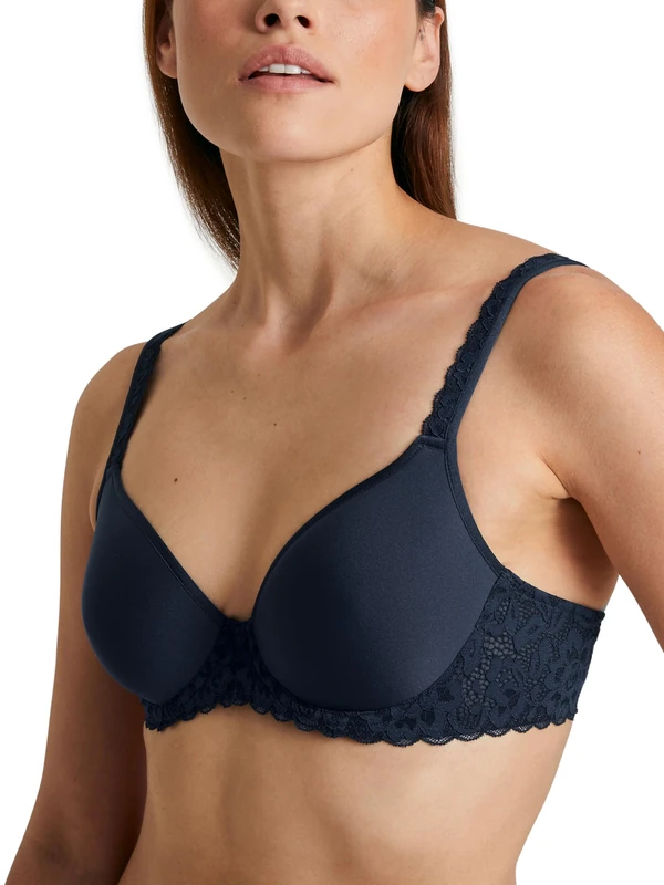 CALIDA Women's Natural Comfort Lace Bra, Opaque, Dark Blue, 34D
