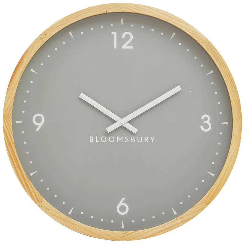 Premier Housewares Grey Wall Clocks For Living Room Timeless Natural Frameless Wall Clock and Grey Finish For Home Office modern wall clock, 50x5x50cm