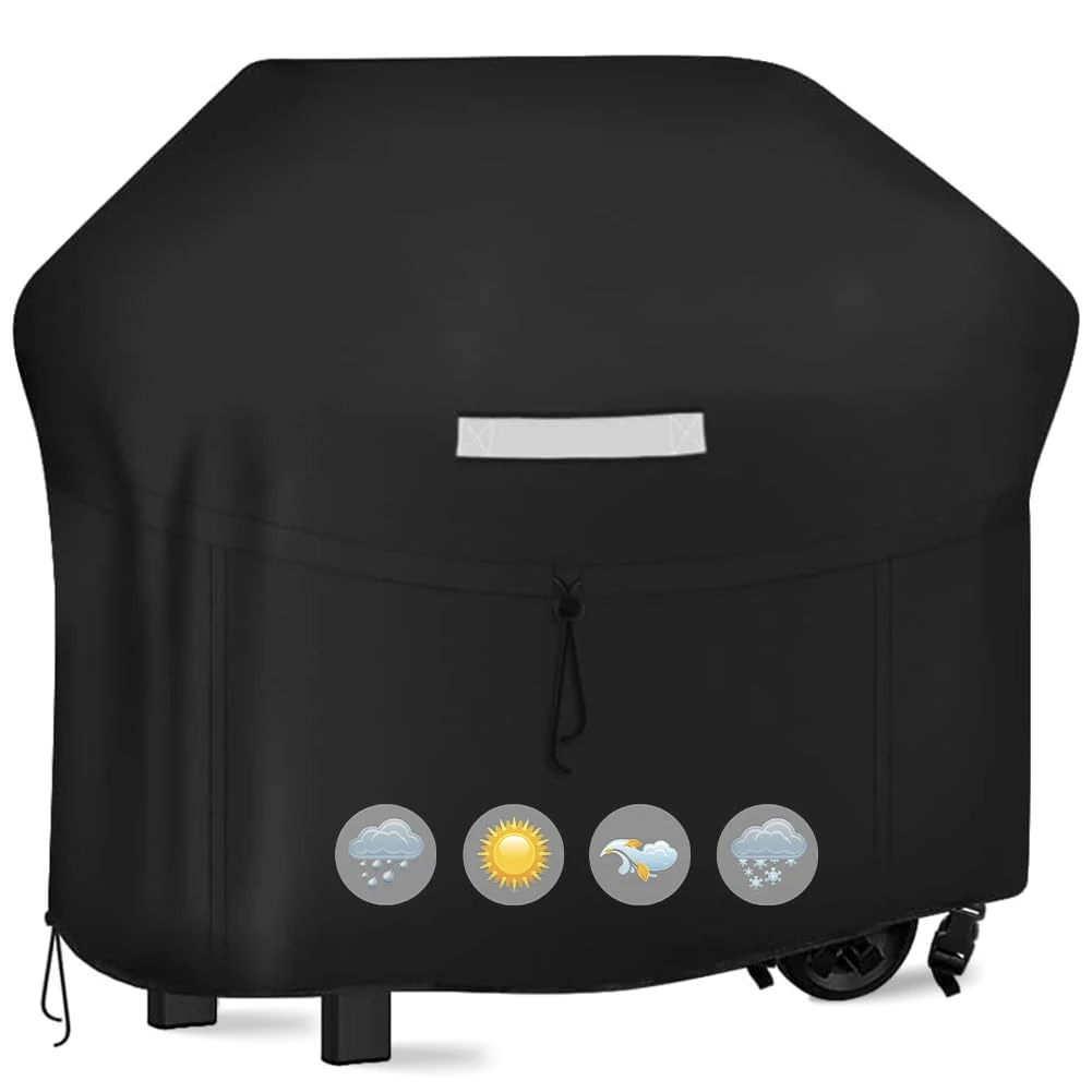 lohey 210D BBQ Cover Heavy Duty, Windproof, Rip-Proof, Outback Waterproof Barbeque Cover for Weber, Char Broil, Nexgrill Grills (145x61x112cm)