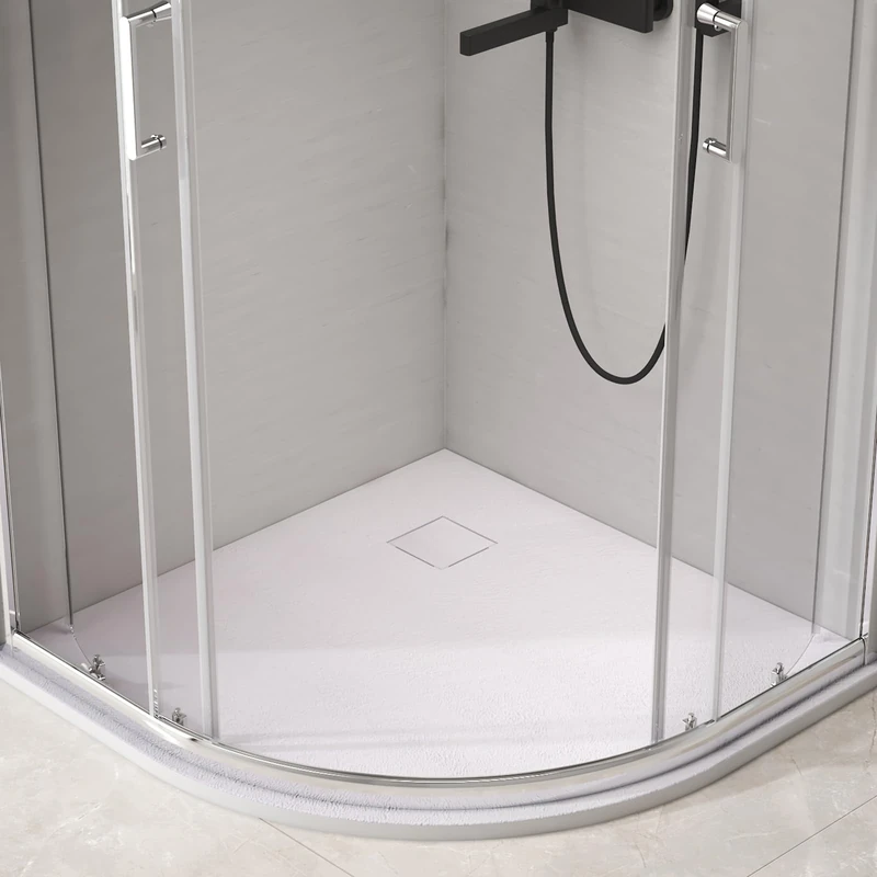 EMKE Shower Tray, 90 x 90 cm, Quarter Circle, Shower Tray, 90 x 90 cm, Quarter Circle Shower Tray, Flat Shower Tray, Non-Slip, Can Be Cut to Size, White
