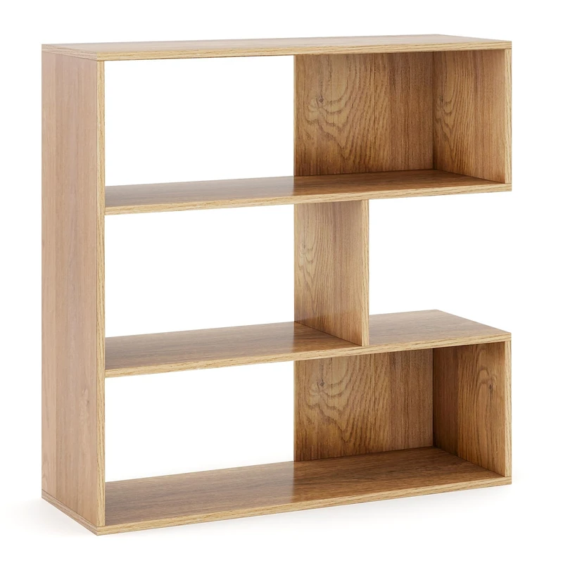 SFAREST 3 Tier Wooden Bookshelf, Separable Open Bookcase Shelving Unit with Anti-Toppling Kits, Standing Storage Room Divider Book Shelf for Living Room Bedroom Office (1PCS Concave Bookcase)