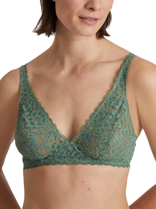 CALIDA Women's Natural Comfort Lace Bra, Semi-Sheer, Laurel Green, 34B