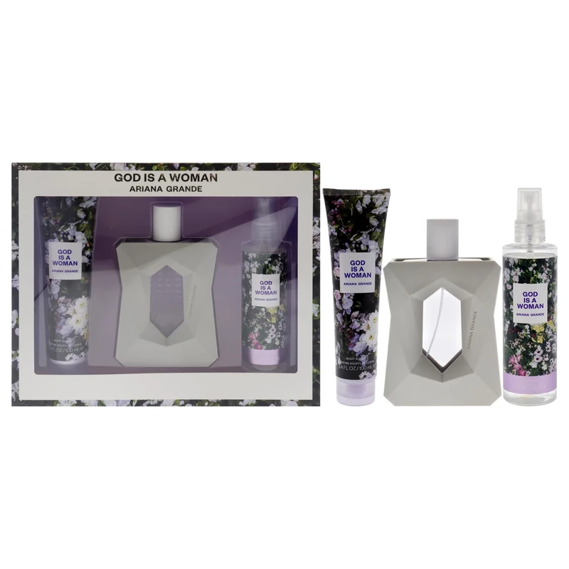 God Is A Woman by Ariana Grande for Women - 3 Pc Gift Set 3.4oz EDP Spray, 3.4oz Body Souffle, 4oz Body Mist