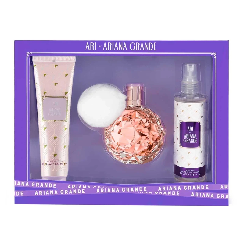 Ari by Ariana Grande for Women - 3 Pc Gift Set 3.4oz EDP Spray, 3.4oz Body Souffle, 4oz Body Mist