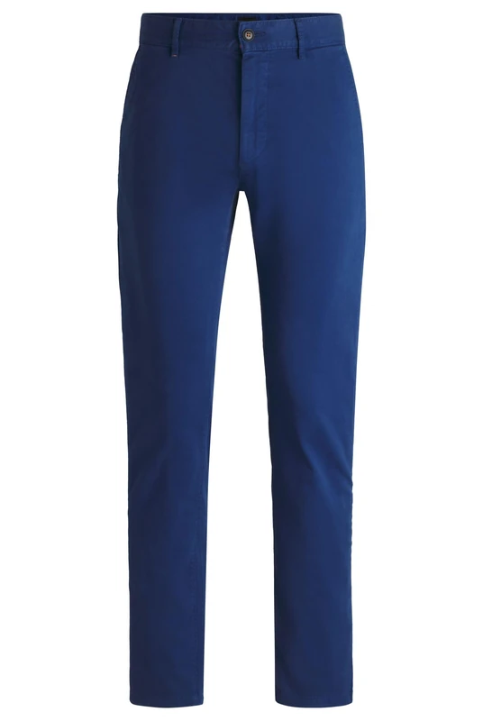 BOSS Mens Chino Slim Slim-fit Overdyed Stretch Satin Trousers