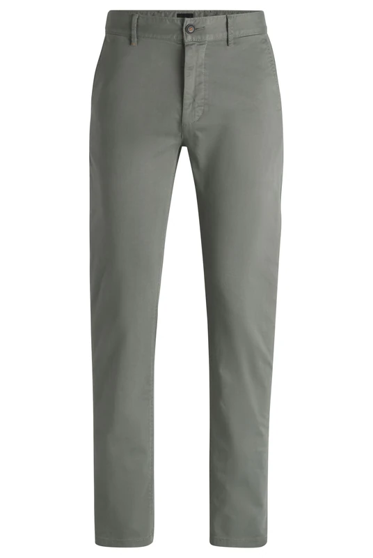 BOSS Mens Chino Slim Slim-fit Chinos in Stretch-Cotton Satin - Image 1