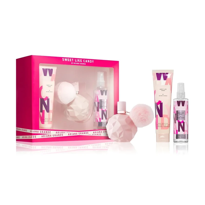 Sweet Like Candy by Ariana Grande for Women - 3 Pc Gift Set 3.4oz EDP Spray, 3.4oz Body Souffle, 4oz Body Mist