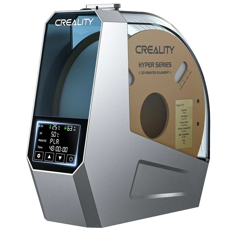 2025 Creality Official Space PI Filament Dryer, 3D Printer Filament Dryer Box with Built-in Fan Filament Storage Holder Filament Dehydrator for 1KG 1.75/2.85mm One-Key Setting, PLA PETG ABS TPU Nylo