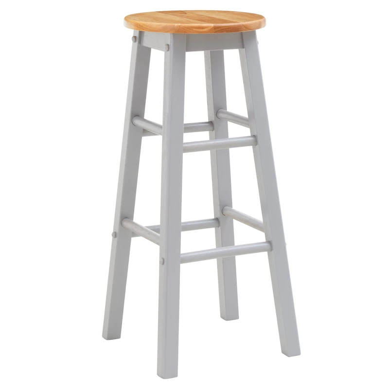 Premier Housewares Natural and Grey Wooden Bar Stool | A Frame Design