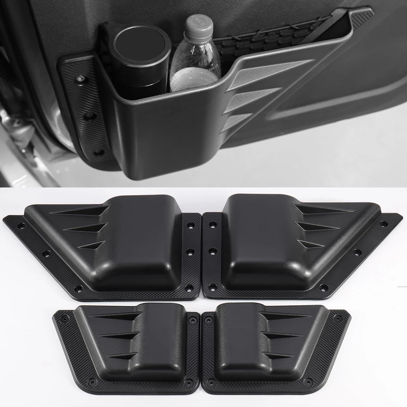 Tempsnow Door Side Cup Holder Storage Pocket for Ford Bronco 4 Door 2025 2024 2023 2022 2021 Side Door Storage Pocket Front/Rear Door Cup Holder Organizer Box for Bronco