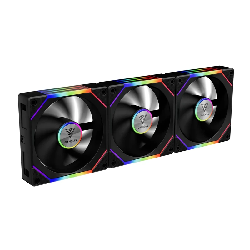GAMDIAS 3X 120mm ARGB PWM Case Fans, 2 Blades (Standard & Reverse Blades) in 1 Computer Fan Pack, Sync with RGB Motherboards, Easy Installation & Clean Cable Management w/Cabless Daisy Chain Design
