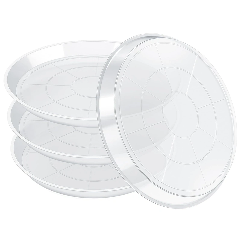 FUIJOL 4 Pack Clear Plant Saucer 20 Inch, Durable Plant Drip Trays Saucers for Pots, No Holes Water Catcher Trays for Indoor Outdoor Planter, Sturdy Base Plate(20", Clear)
