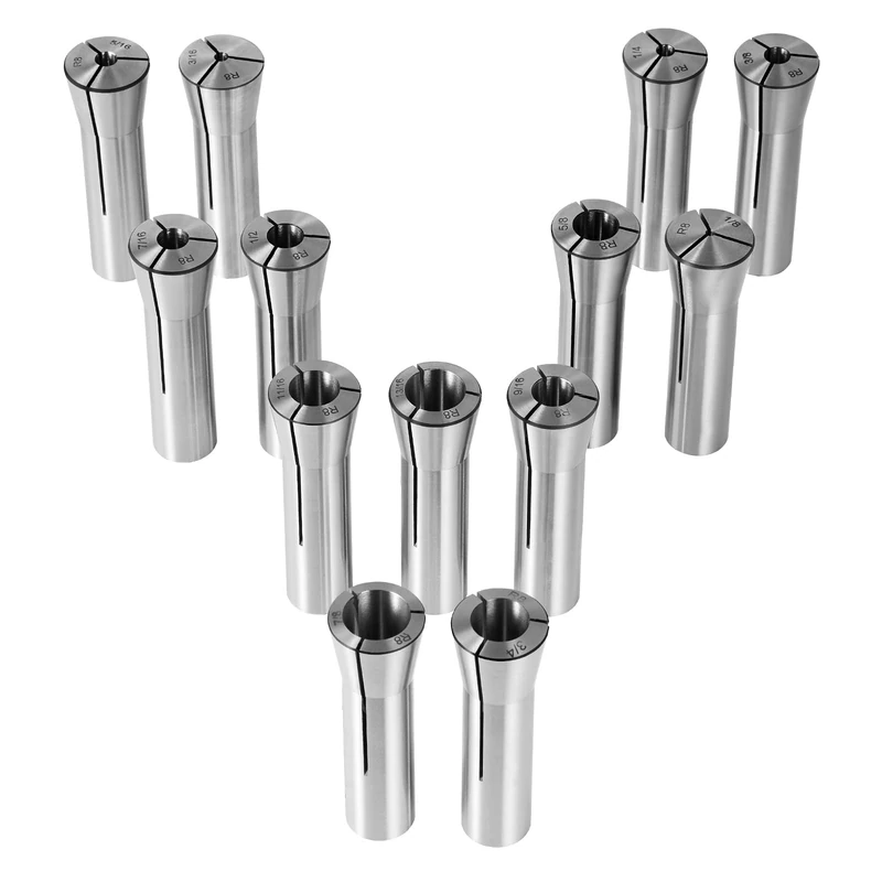 VEVOR 13 pcs Precision R8 Collet Set, 1/8'' - 7/8'', 45# Mill Collet Chuck 0.0012"/30μm TIR with 13 Labeled Storage Boxes, for Milling Machine Drill Presses Boring Machine Machining Center
