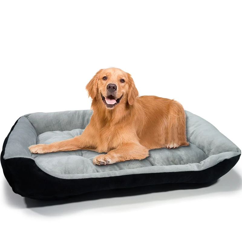 Large Size XL Dog Bed, Non-Slip Base Dog Mat, Washable Fluffy Dog Bed, Soft, Comfortable, Breathable, Anti-Anxiety Dog Basket – (80 x 60 x 15 cm, Grey)