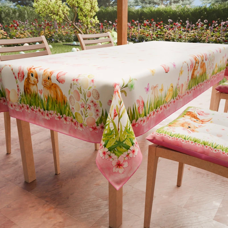 PETTI Artigiani Italiani - Stain Resistant Rectangular Easter Table Cover for Kitchen with Flora Design X18 (140 x 360 cm) 100% Made in Italy