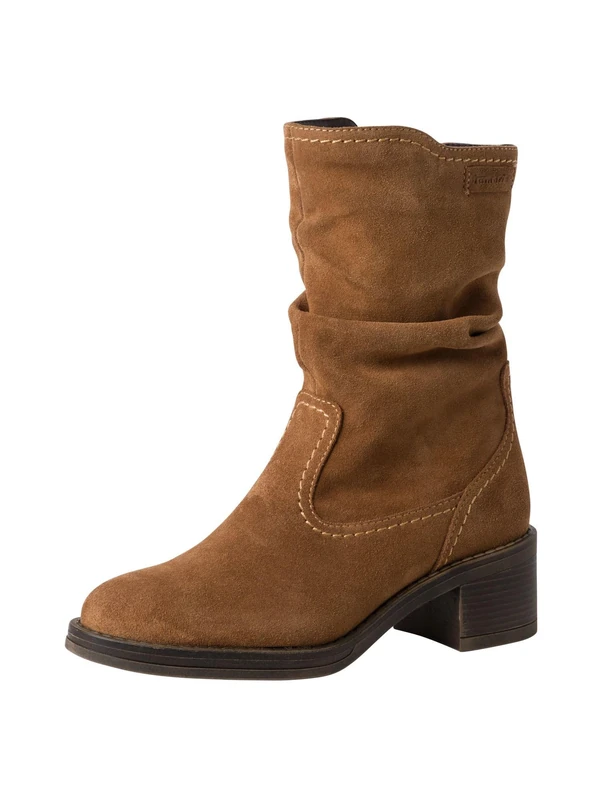 Tamaris Women's Leather Heel Ankle Boots, Cognac, 37 EU