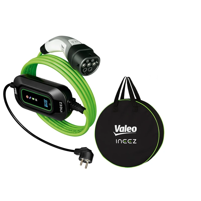 Valeo Ineez - 652118 - Mobile Charger for Electric or Plug-In Hybrid Vehicles with Transport Bag - Household Plug (Schuko, E/F) up to Type 2-3.7 kW - 5 Metres
