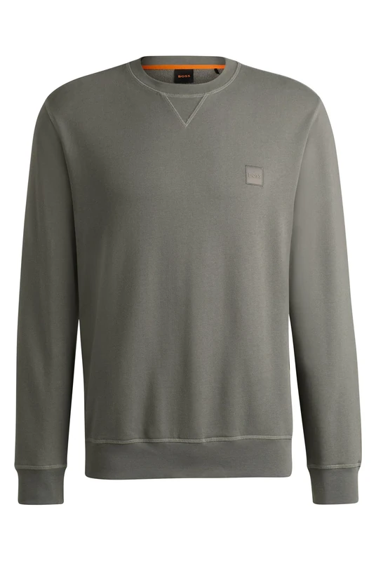 BOSS Mens Westart Cotton-Terry Regular-fit Sweatshirt with Logo Patch