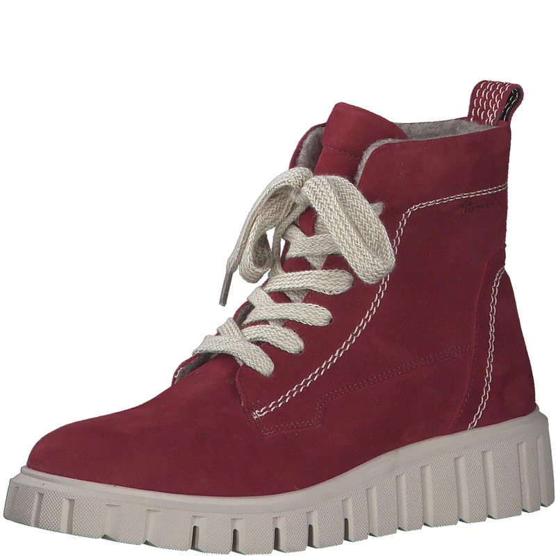 Tamaris Women's Leather Wedge Ankle Boots, red, 3.5 UK