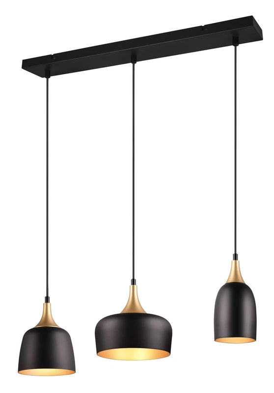 TRIO Chiraz Pendant Light 310500332, Metal matt Black/Gold, Except 3X E14