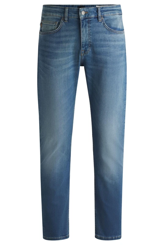 BOSS Mens Delaware BO Delaware Blue Slim-fit Jeans in Soft-Motion Denim