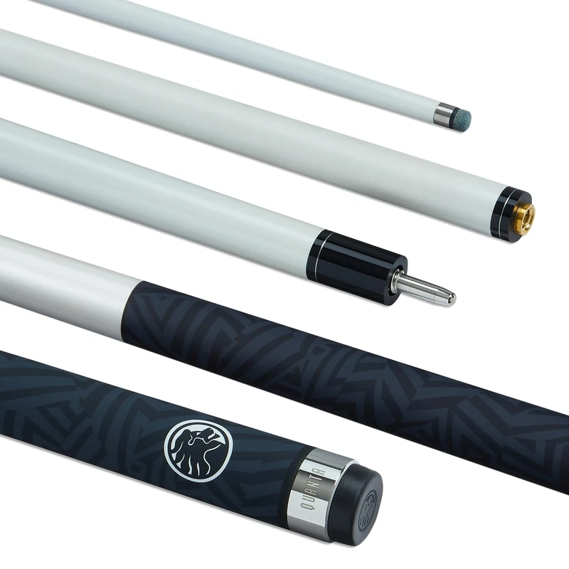 POWERGLIDE Snooker Pool or Billiard Cue | Quanta | Carbon & Fibreglass | Ultra Smooth Gloss, Matte Grip | 2 Piece 50/50 Joint | 10mm Tip | Full Size 57" | Metallic White