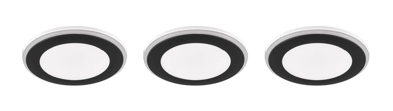 TRIO LED Recessed Light Argus Set of 3 653610332, Matt Black Plastic, with LED RBG 4 Watt with Colour Change, Remote Control, Dimmable - Image 1