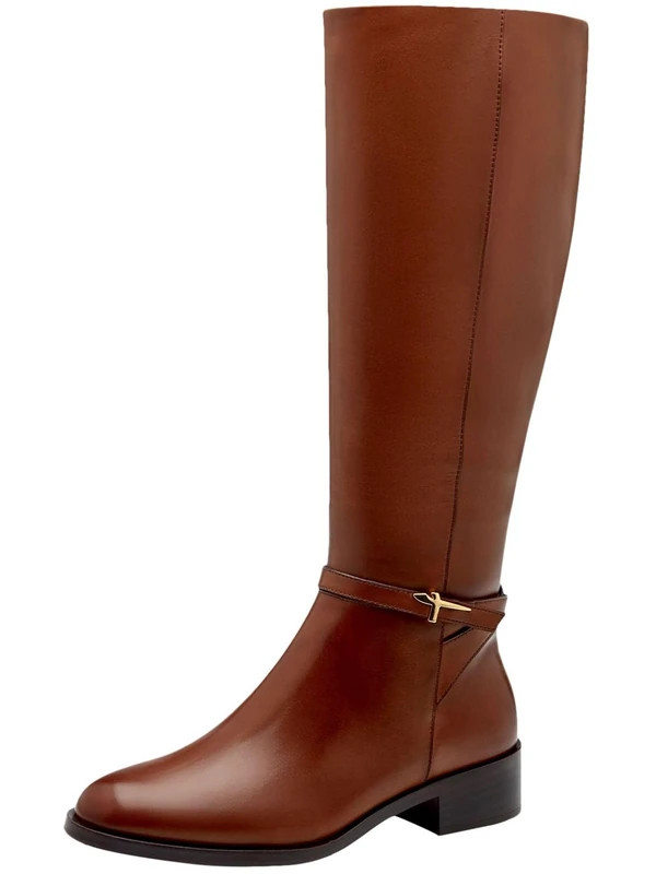 Tamaris Women's Leather Long Shaft Boots, Cognac, 8 UK