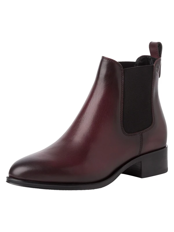 Tamaris Women's Chelsea Leather Block Heel, Merlot, 7.5 UK