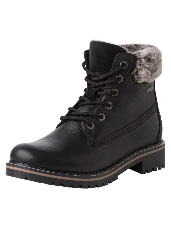 Tamaris Women's 1-26244-41 Warm Lining Boots, Black Leather Fur, 5 UK