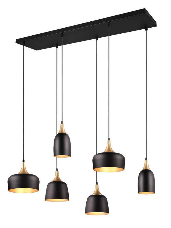 TRIO Chiraz Pendant Light 310500632, Metal matt Black/Gold, Except 6X E14
