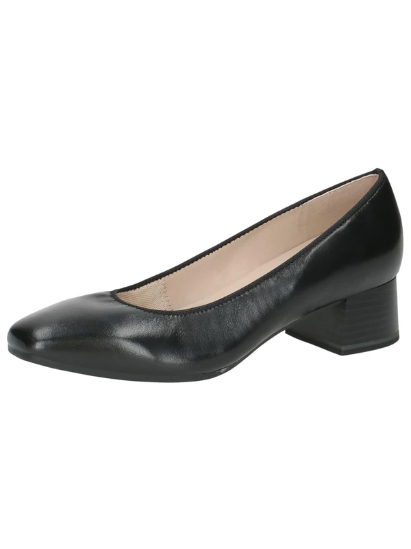 CAPRICE Comfort Women Pumps Leather Extra Width H, Black (Black Nappa), 5 UK