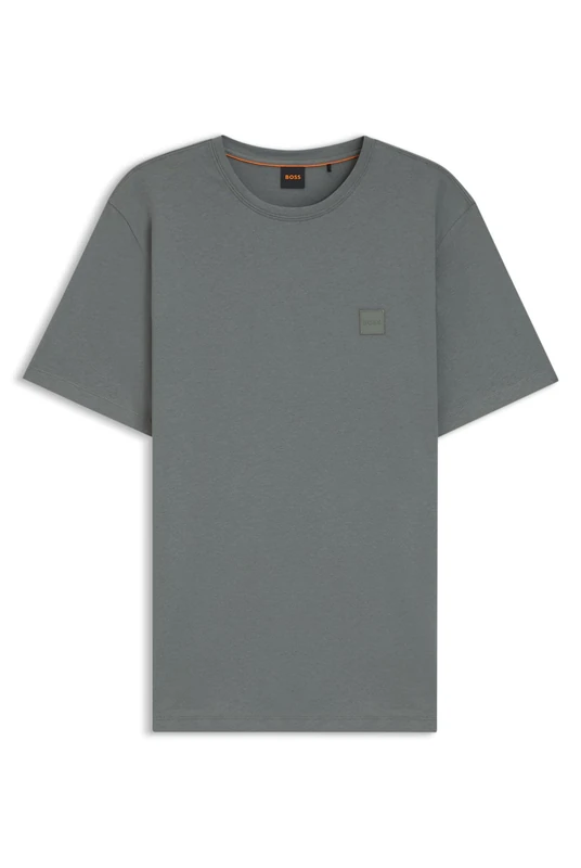 BOSS Mens Tales Logo-Patch T-Shirt in Cotton Jersey