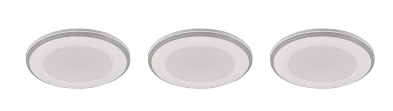 Trio LED Recessed Light Argus Set of 3 653610331, Matte White Plastic, with 4 Watt RBG LED with Colour Change, Remote Control, Dimmable