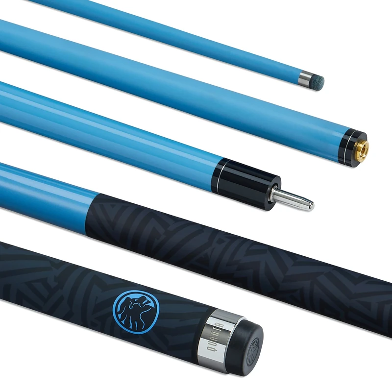 POWERGLIDE Snooker Pool or Billiard Cue | Quanta | Carbon & Fibreglass | Ultra Smooth Gloss, Matte Grip | 2 Piece 50/50 Joint | 10mm Tip | Full Size 57" | Cerulean Blue