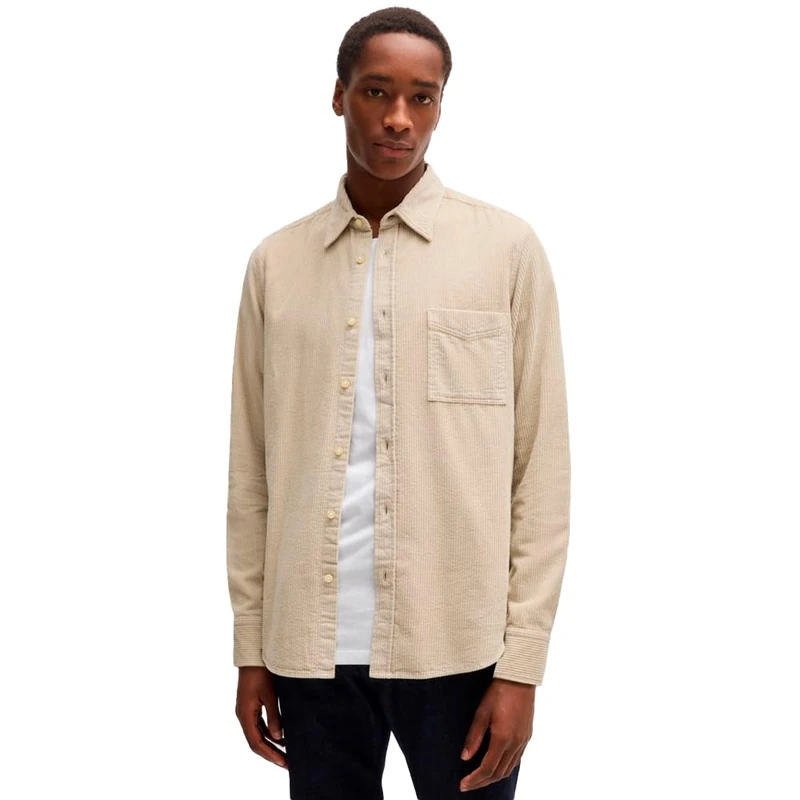 BOSS Mens Relegant 6 Regular-fit Shirt in Cotton Corduroy