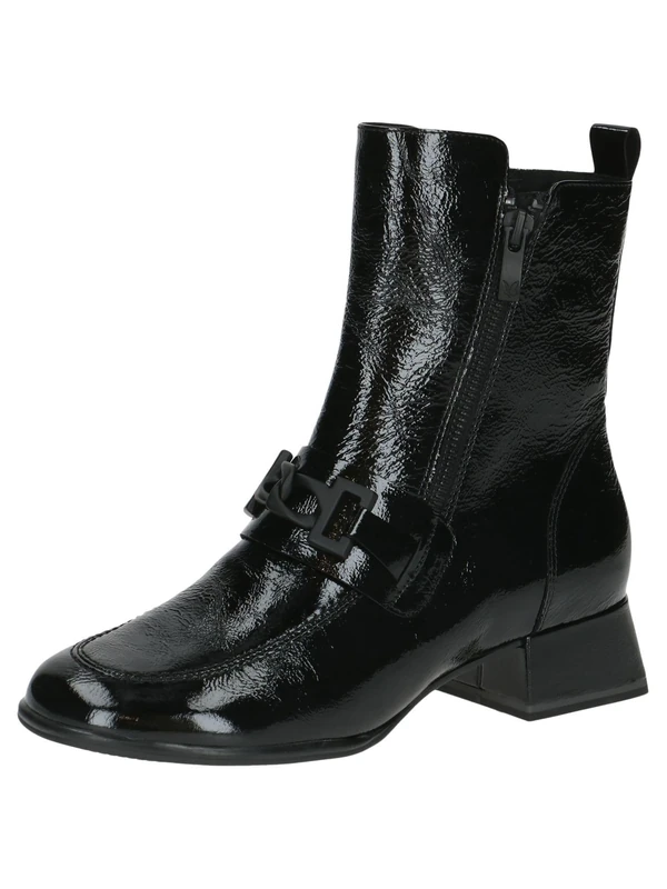 CAPRICE Women's leather heeled ankle boots with block heel, Black (Black Naplak), 5 UK