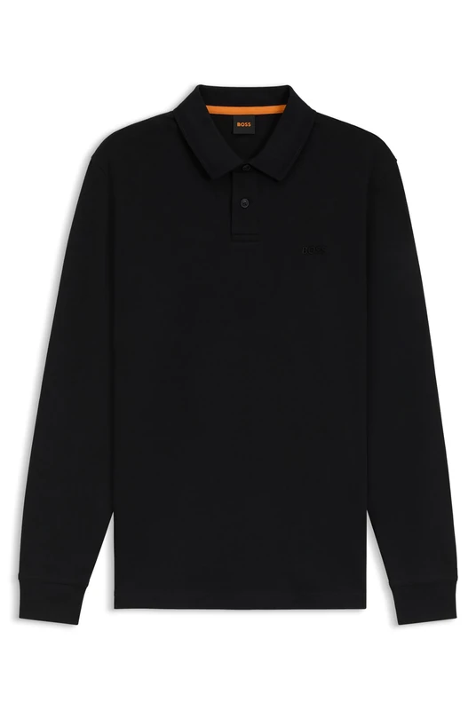 BOSS Cotton Long Sleeve Polo Shirt - Logo Detail