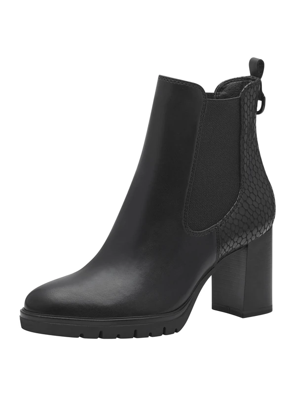 Tamaris Women's Chelsea Block Heel Vegan; Black/Structure, EU 36, Black Struct, 6.5 UK