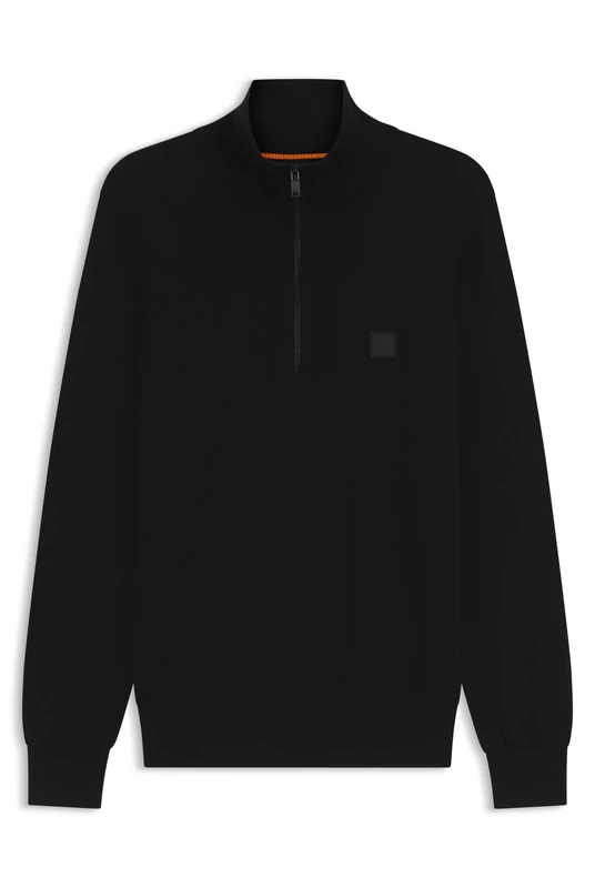 BOSS Mens Zip Neck Sweater Black XXL
