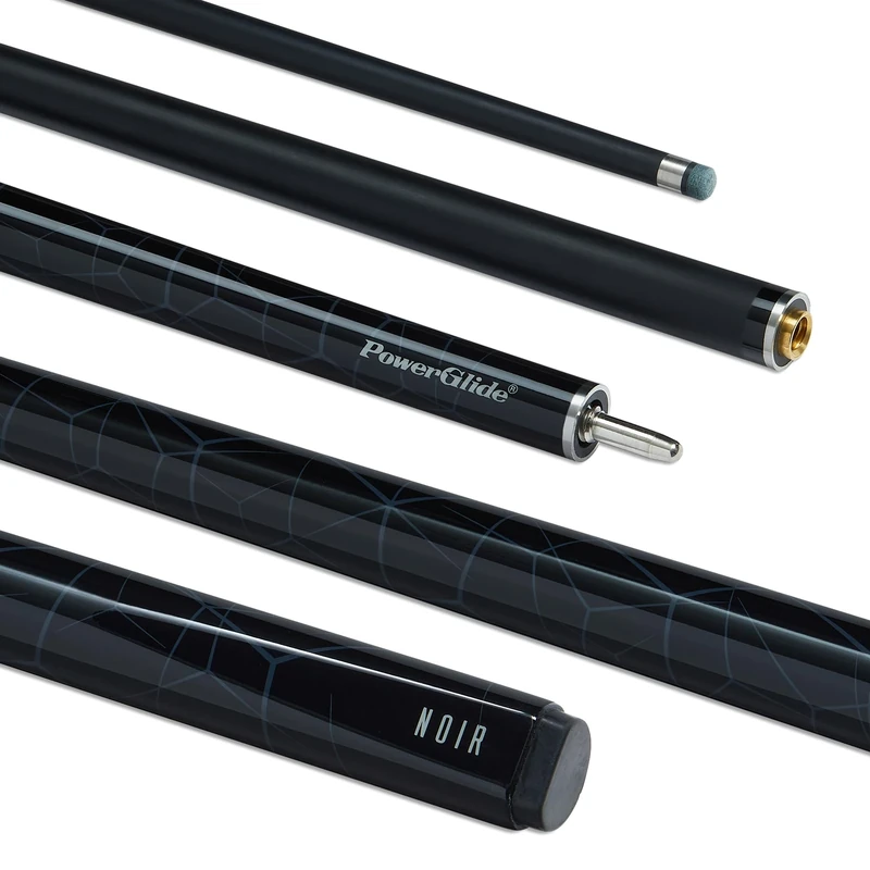 POWERGLIDE Snooker Pool or Billiard Cue Stick | Noir | Fibreglass | Ultra Smooth High Gloss | 2 Piece 50/50 Joint | Black Cracked Ice | 18 oz | 10mm Tip | Full Size 57"