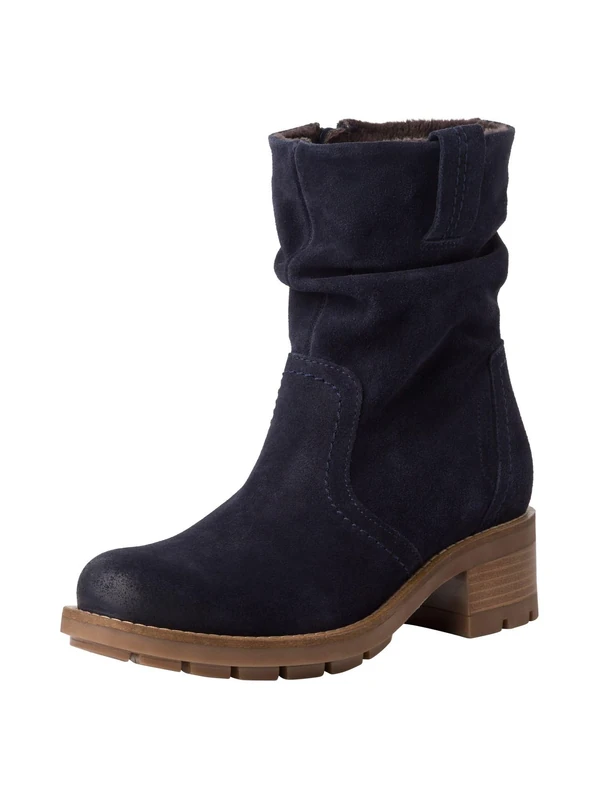 Tamaris Women's Leather Block Heel Ankle Boots, navy, 6.5 UK